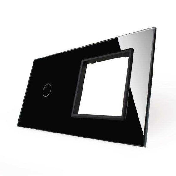 Livolo dvojrámik sklenený čierny pre modul jednovypínača a zásuvky Livolo.jpg