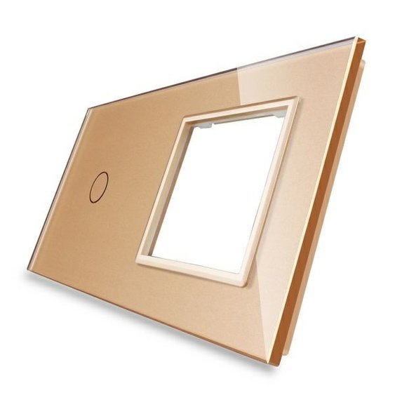 Livolo dvojrámik sklenený zlatý pre modul jednovypínača a zásuvky Livolo.jpg